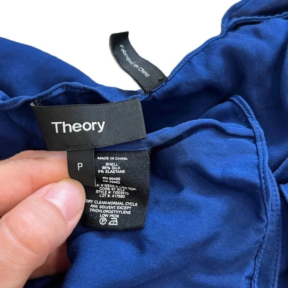 Theory Navy Sapphire Silk A-line Sleeveless Blouse XS - Picture 4 of 4